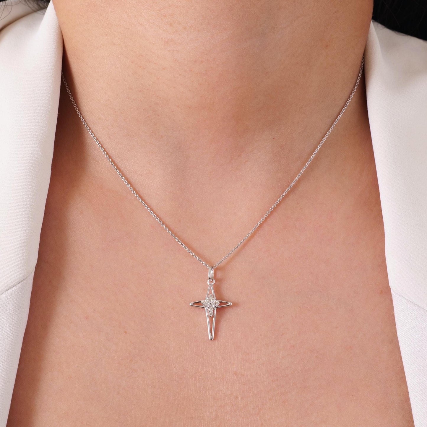 Star Cross Natural Diamond Cluster Pendant