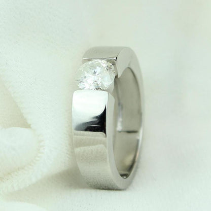 Round Solitaire Tension Set Diamond Men Ring