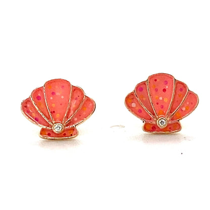 Kids Seashell Diamond Stud Earrings