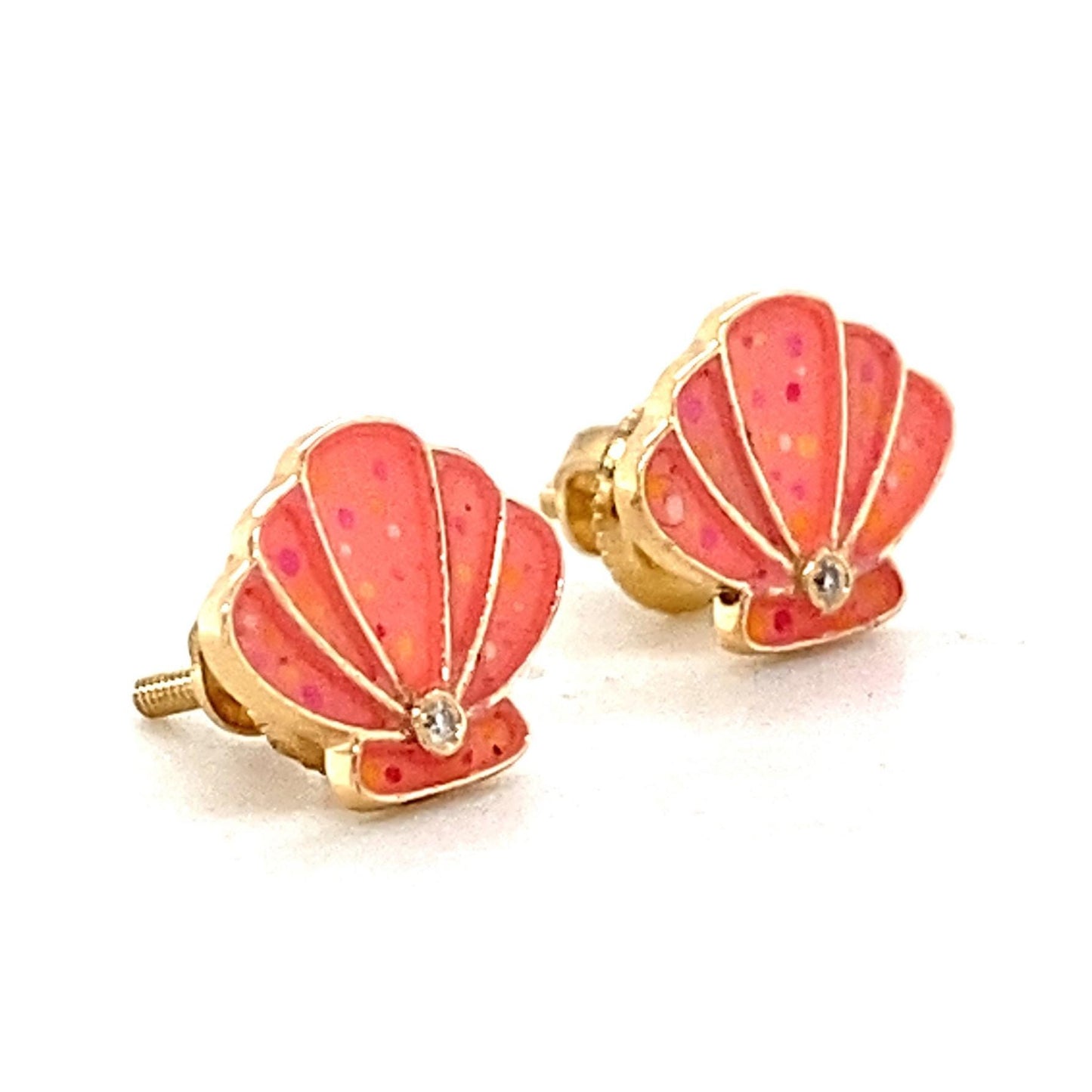 Kids Seashell Diamond Stud Earrings