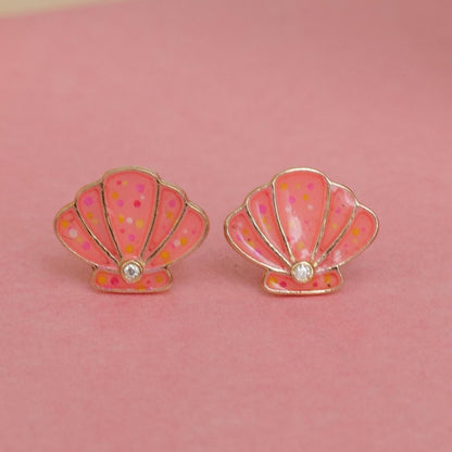 Kids Seashell Diamond Stud Earrings