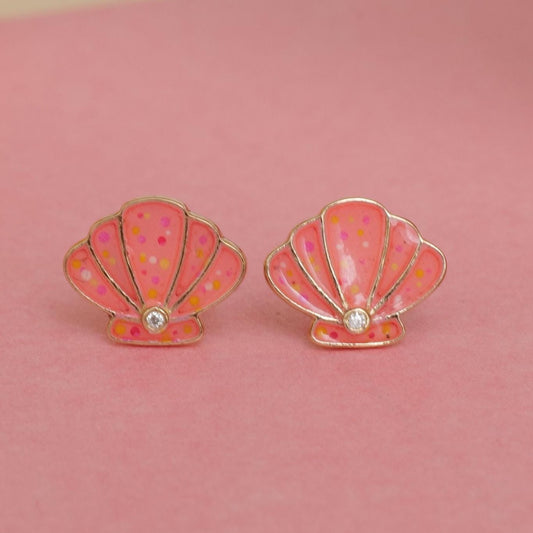 Kids Seashell Diamond Stud Earrings