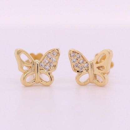 Kids Winged Butterfly Diamond Stud Earrings