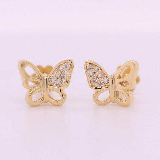 Kids Winged Butterfly Diamond Stud Earrings