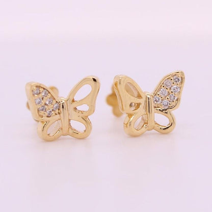 Kids Winged Butterfly Diamond Stud Earrings