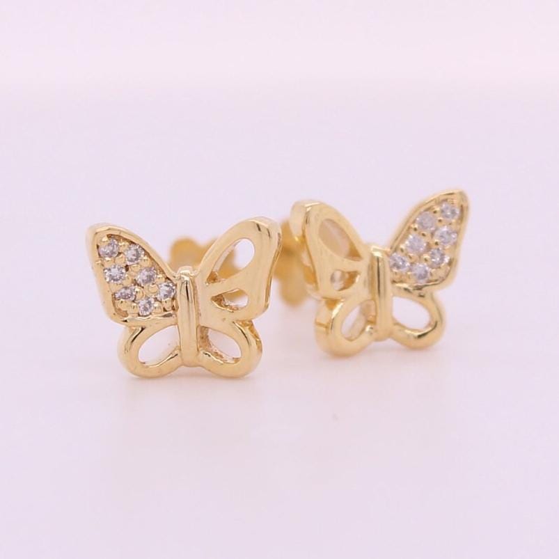 Kids Winged Butterfly Diamond Stud Earrings