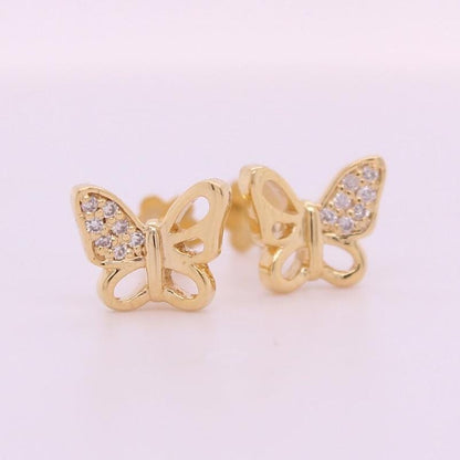 Kids Winged Butterfly Diamond Stud Earrings