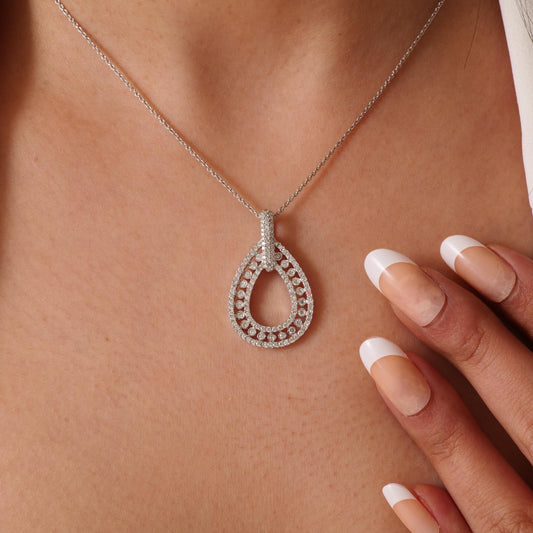Pear Natural Diamond Stackable Pendant