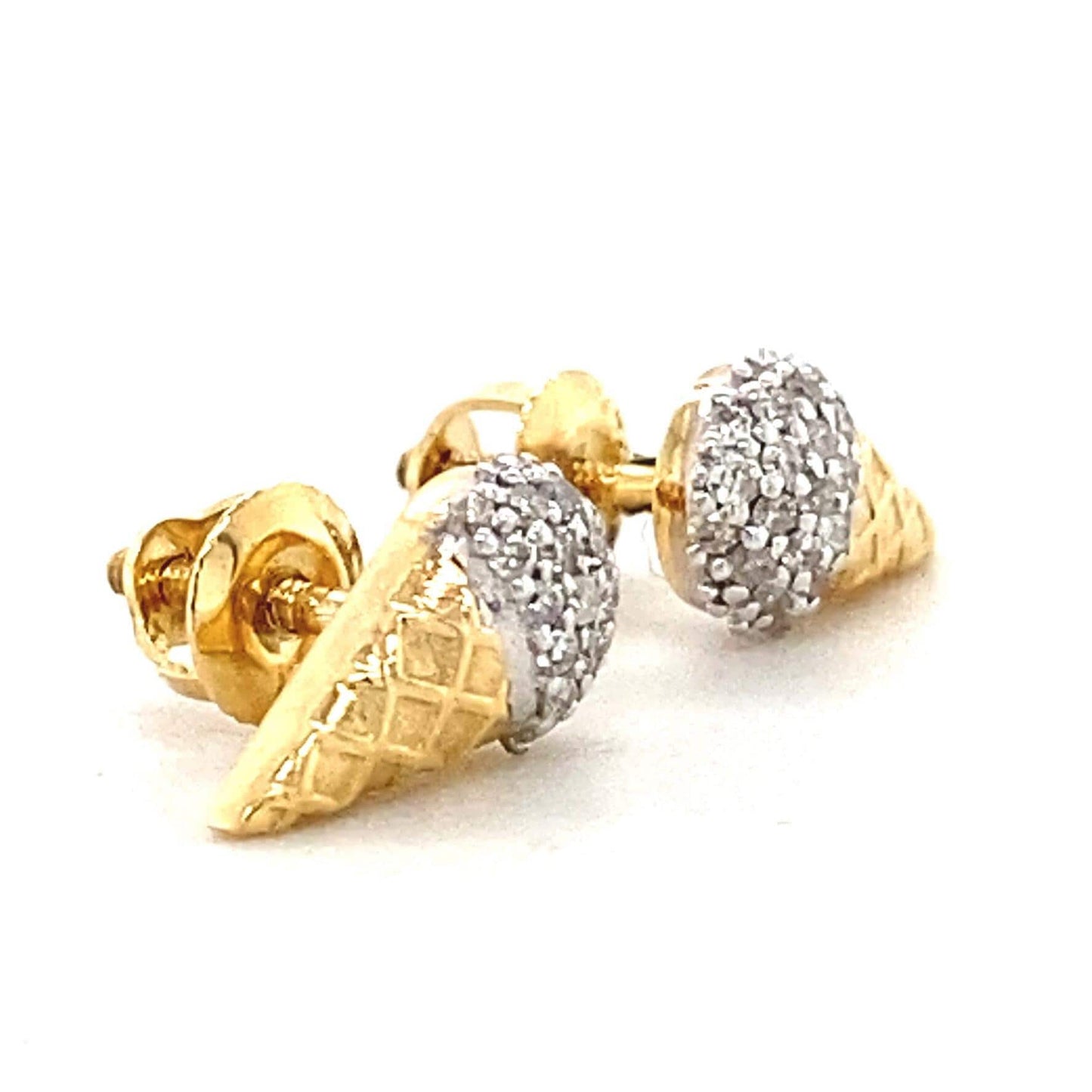 Kids Cone Ice Cream Diamond Stud Earrings