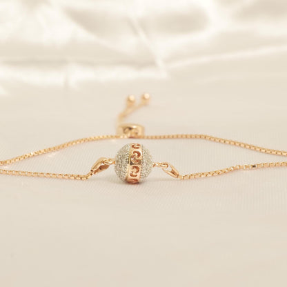 Pave Orb Natural Diamond Bolo Bracelet