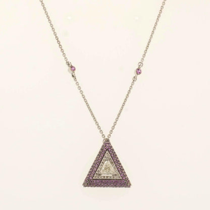 Pink Sapphire Triangle Diamond Necklace