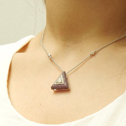 Pink Sapphire Triangle Diamond Necklace