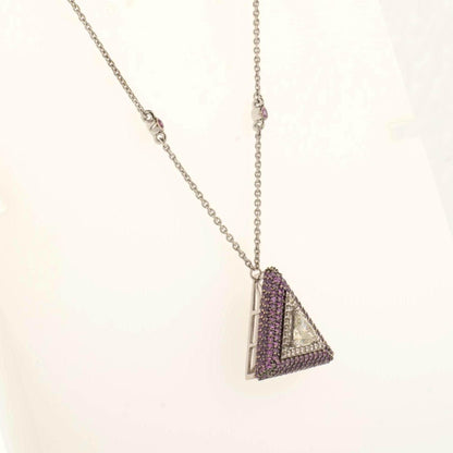 Pink Sapphire Triangle Diamond Necklace