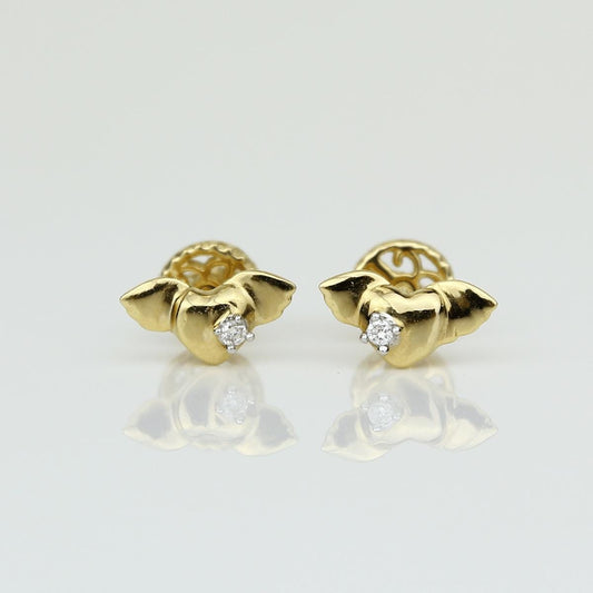 Kids Winged Heart Diamond Stud Earrings