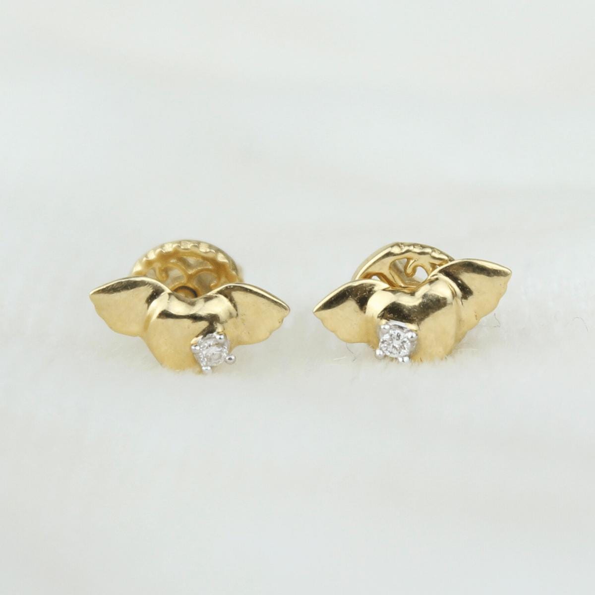 Kids Winged Heart Diamond Stud Earrings