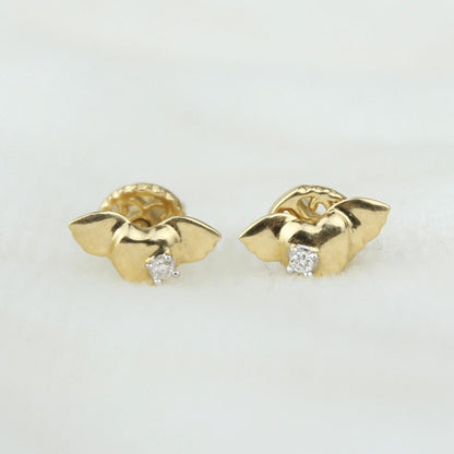 Kids Winged Heart Diamond Stud Earrings