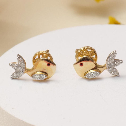 Kids Fish Diamond Stud Earrings