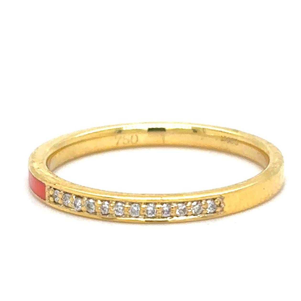 Enamel Natural Diamond Everyday Band Ring