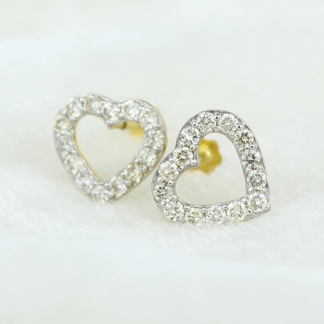 Kids Hollow Heart Diamond Stud Earrings