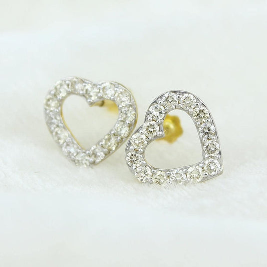 Kids Hollow Heart Diamond Stud Earrings