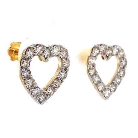 Kids Hollow Heart Diamond Stud Earrings