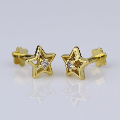 Kids Hollow Star Diamond Stud Earrings