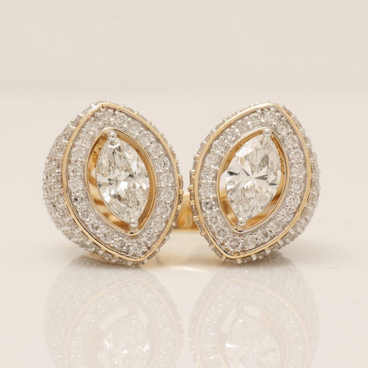 Marquise Halo Natural Diamond Band Ring