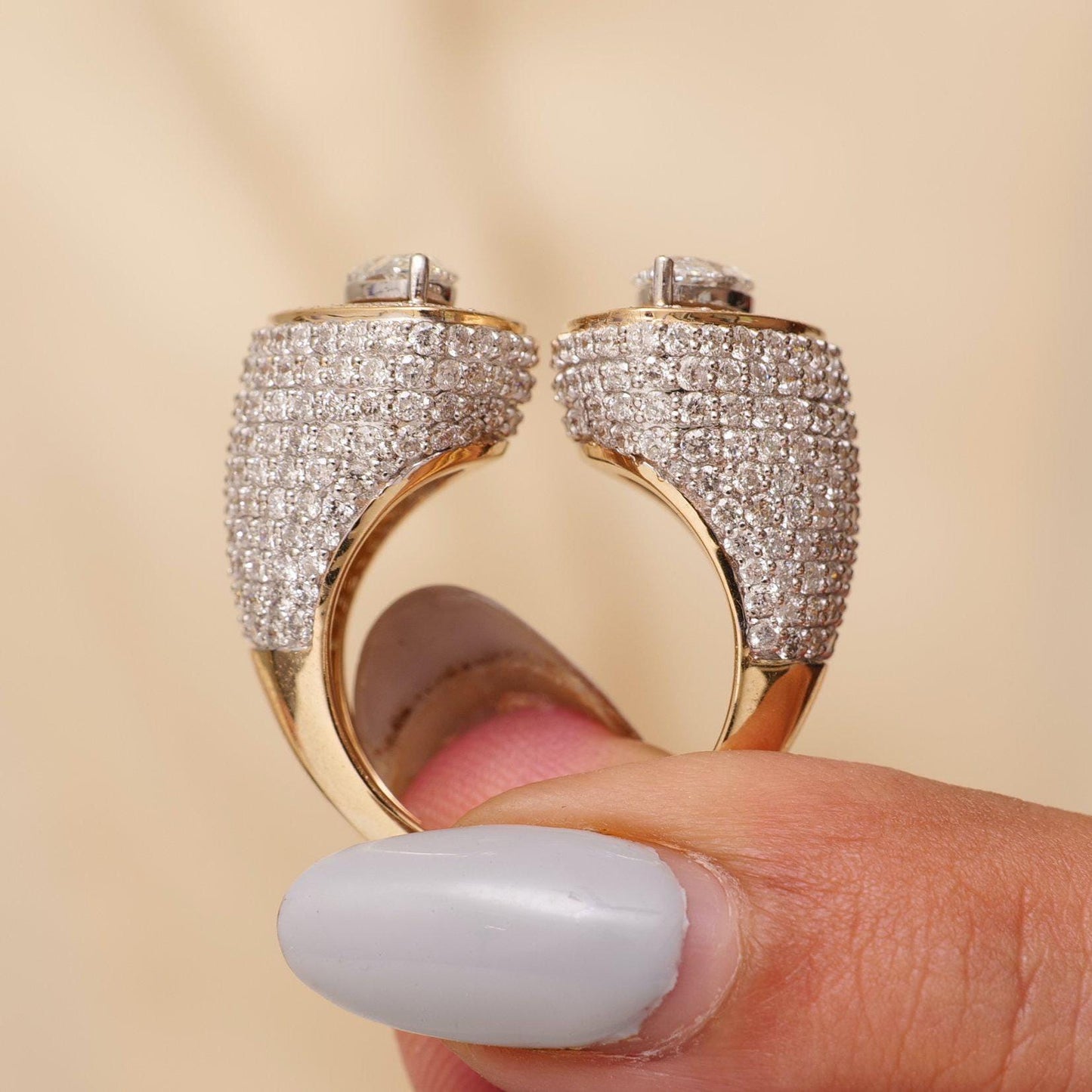 Marquise Halo Natural Diamond Band Ring