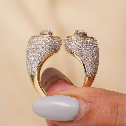 Marquise Halo Natural Diamond Band Ring