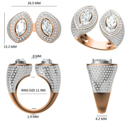 Marquise Halo Natural Diamond Band Ring
