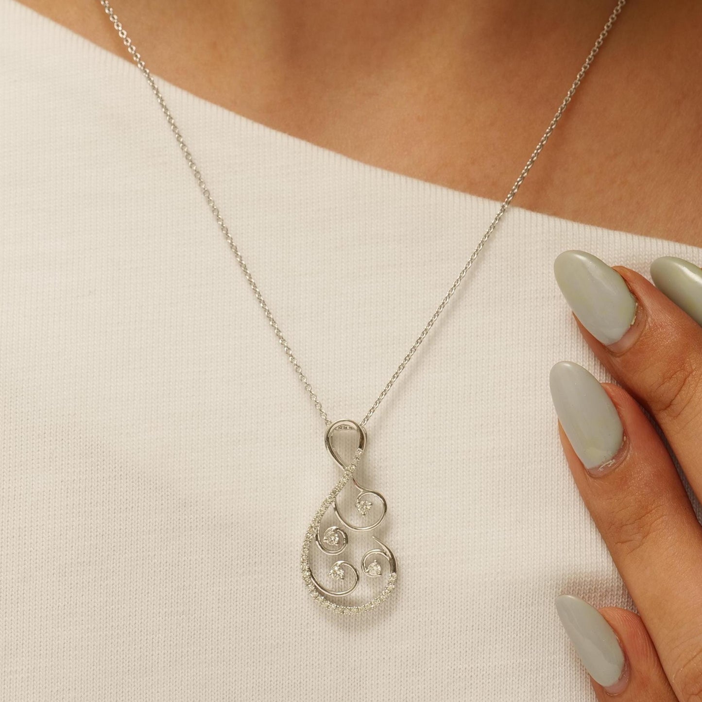Floral Vine Natural Diamond Pendant