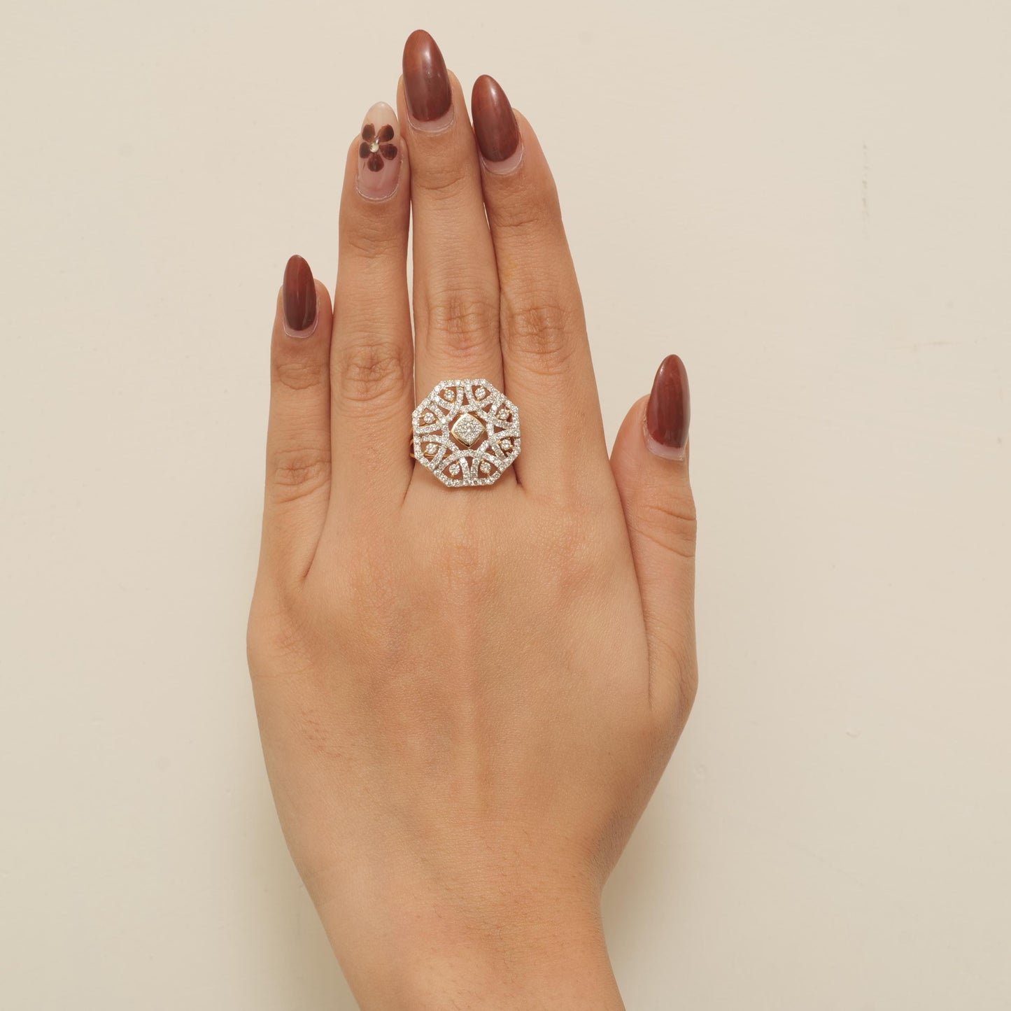 Octagonal Natural Diamond Ring