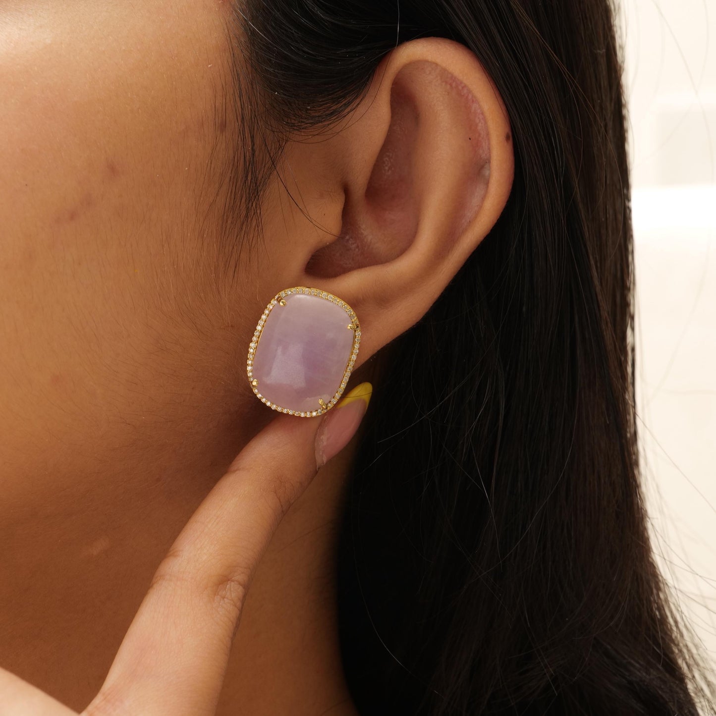 Pink Sapphires Diamond Halo Stud Earrings