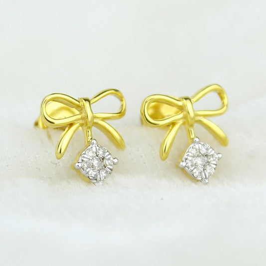 Kids Bow Diamond Stud Earrings