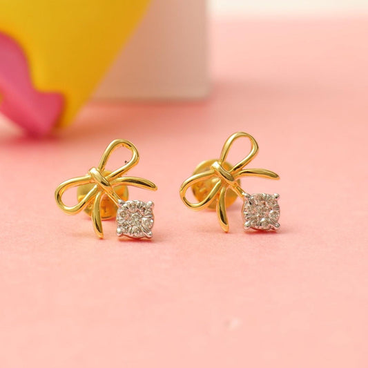 Kids Bow Diamond Stud Earrings