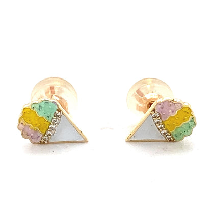 Kids Cone Ice Cream Diamond Stud Earrings