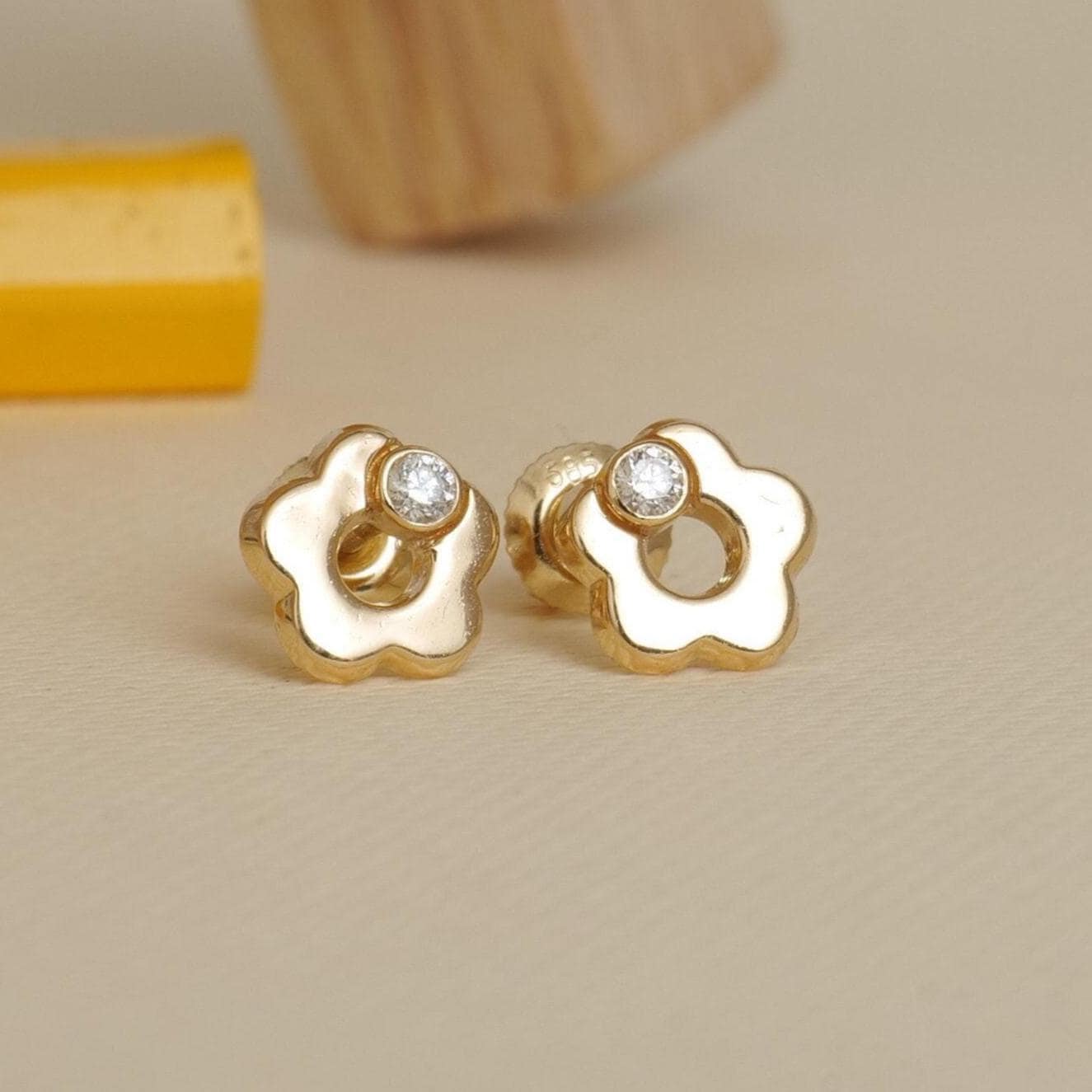 Kids Flower Diamond Stud Earrings