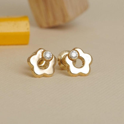 Kids Flower Diamond Stud Earrings