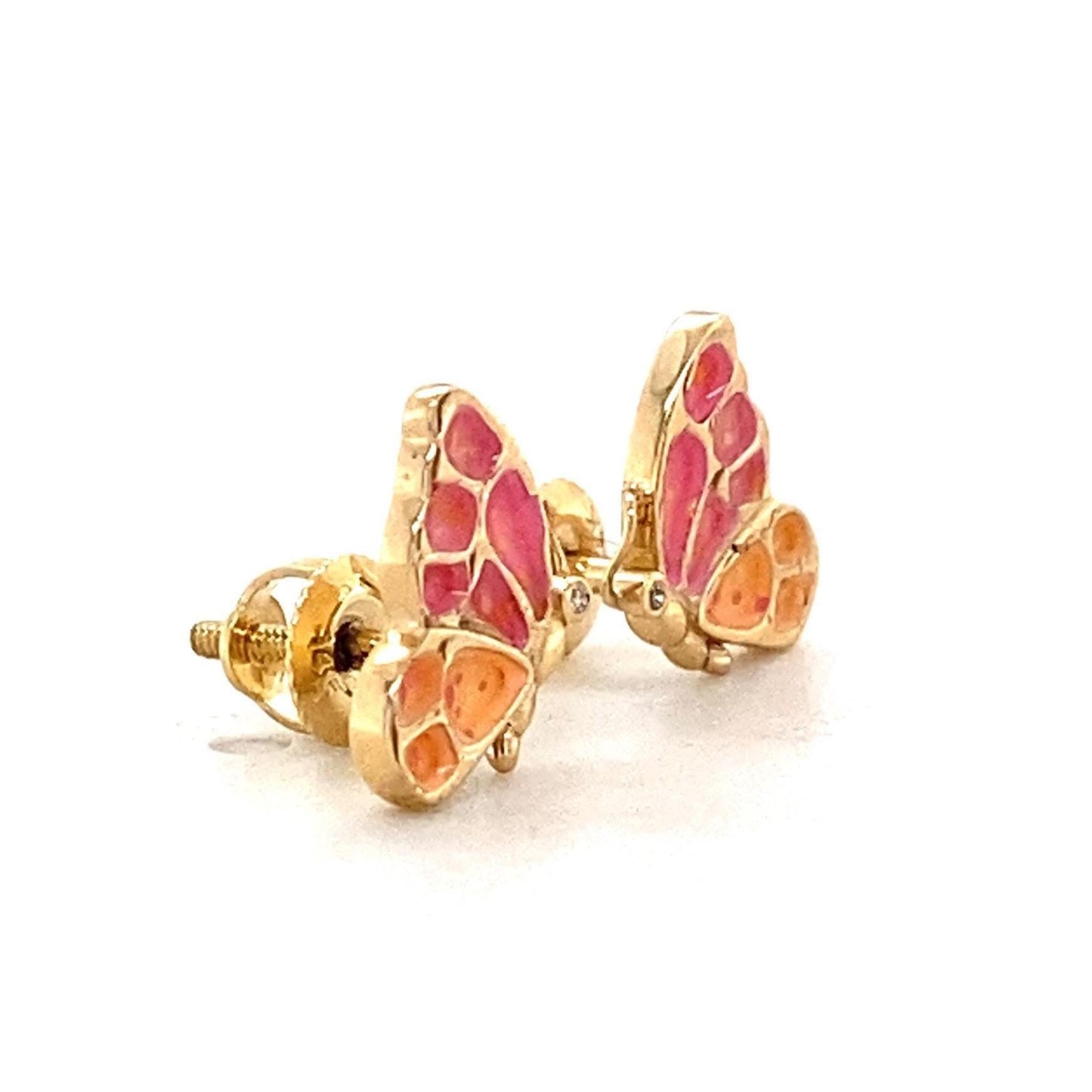 Kids Enameled Butterfly Diamond Stud Earrings