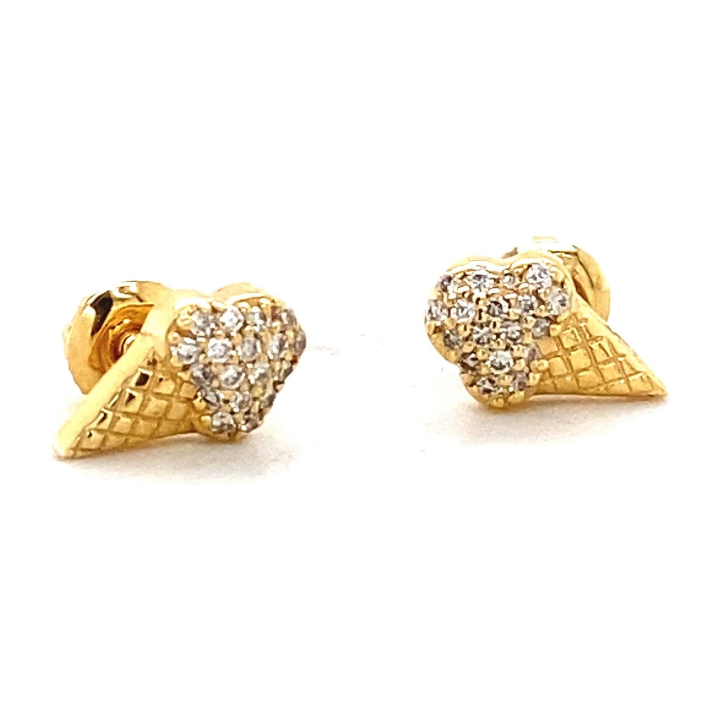 Kids Ice Cream Cone Diamond Stud Earrings