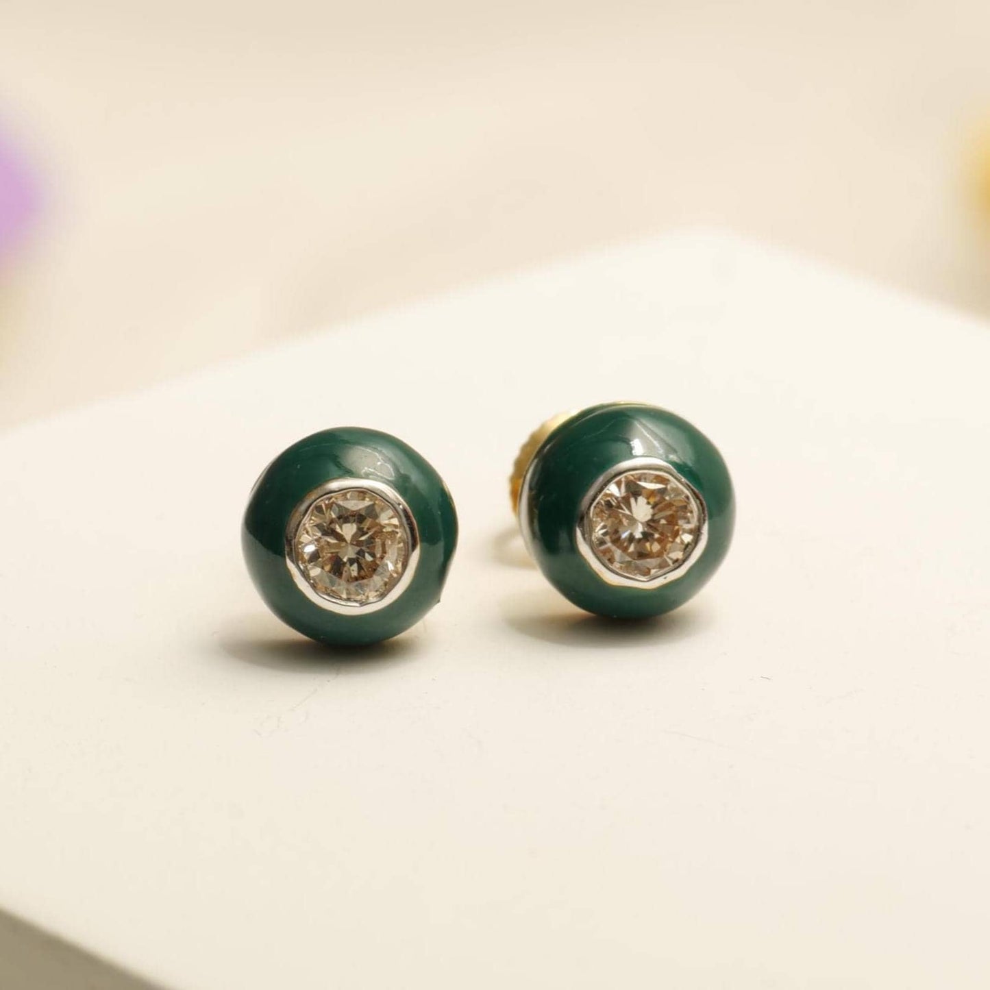 Kids Enameled Diamond Stud Earrings