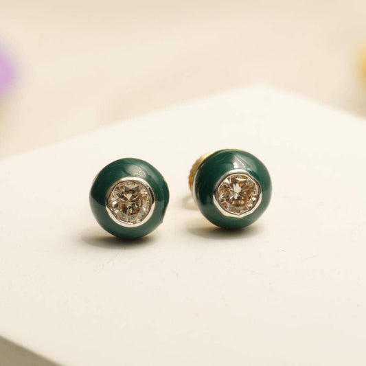 Kids Enameled Diamond Stud Earrings