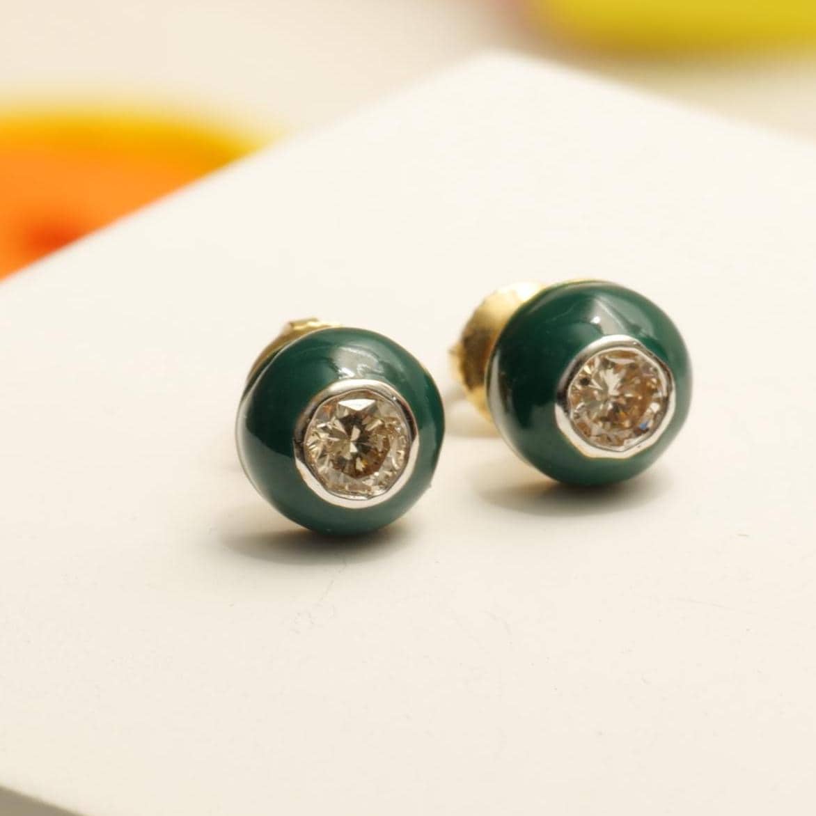 Kids Enameled Diamond Stud Earrings