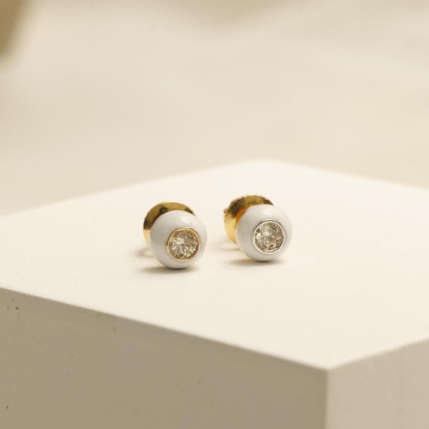 Kids Enameled Diamond Stud Earrings