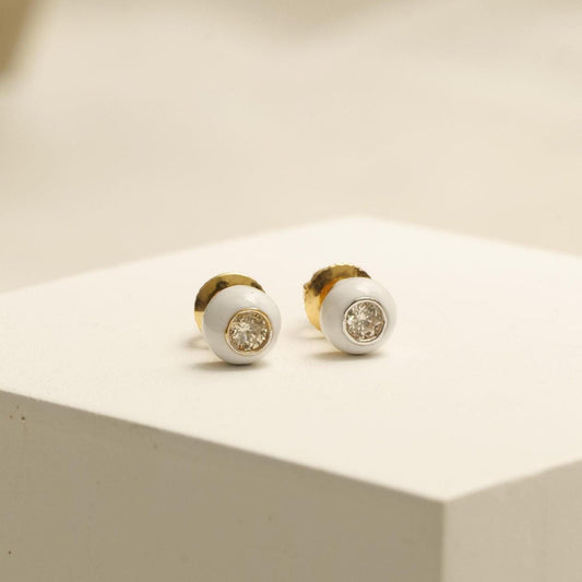 Kids Enameled Diamond Stud Earrings