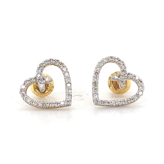 Kids Heart Design Diamond Stud Earrings