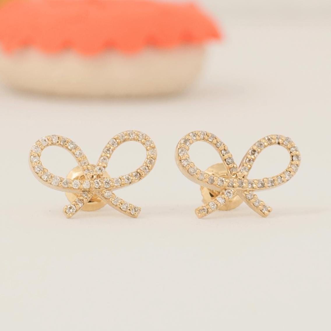 Kids Bow Diamond Earrings