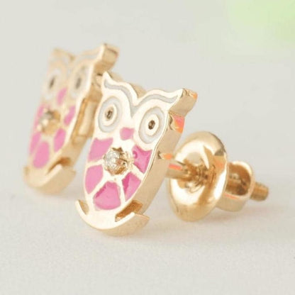 Owl Diamond Kids Stud Earrings