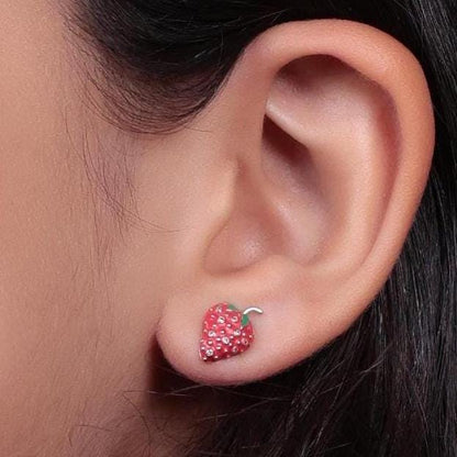 Kids Strawberry Diamond Stud Earrings
