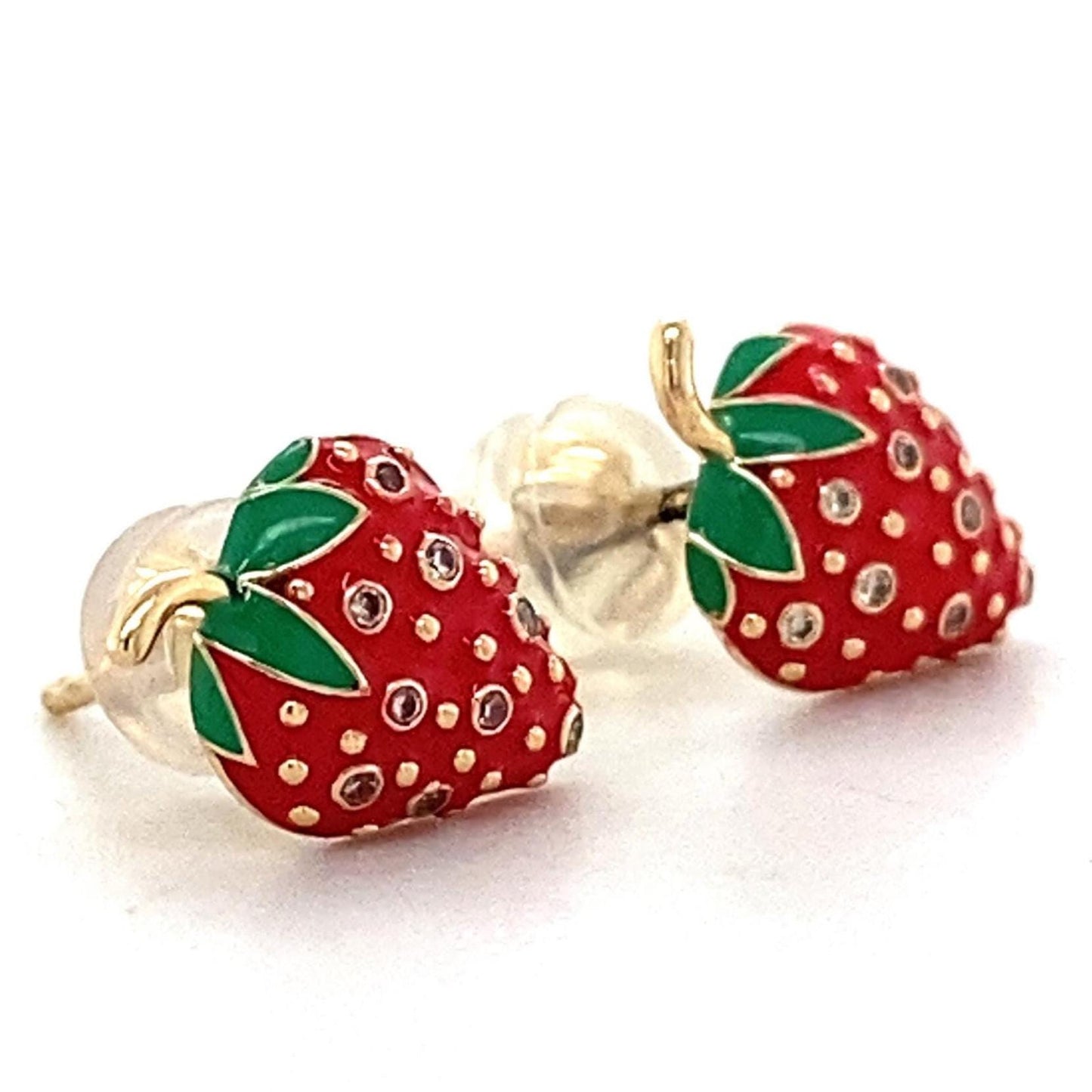 Kids Strawberry Diamond Stud Earrings